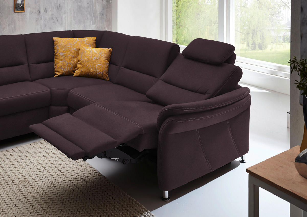 WOHNLANDSCHAFT in Mikrofaser Dunkelbraun  - Dunkelbraun/Alufarben, KONVENTIONELL, Textil/Metall (173/330/262cm) - Beldomo System
