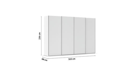 SCHWEBETÜRENSCHRANK 322/236/68 cm 4-türig Weiß, Weiß Hochglanz  - Weiß Hochglanz/Alufarben, Basics, Holzwerkstoff/Metall (322/236/68cm) - Novel