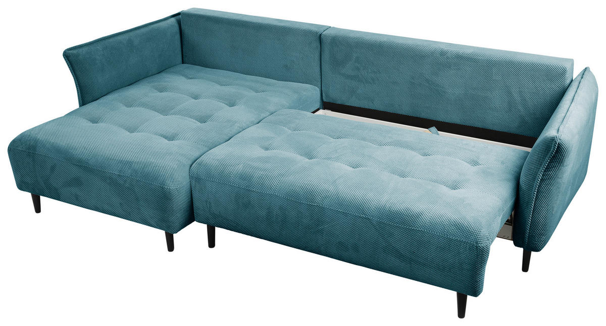 ECKSOFA in Chenille Blau  - Blau/Schwarz, Modern, Textil/Metall (200/285cm) - MID.YOU