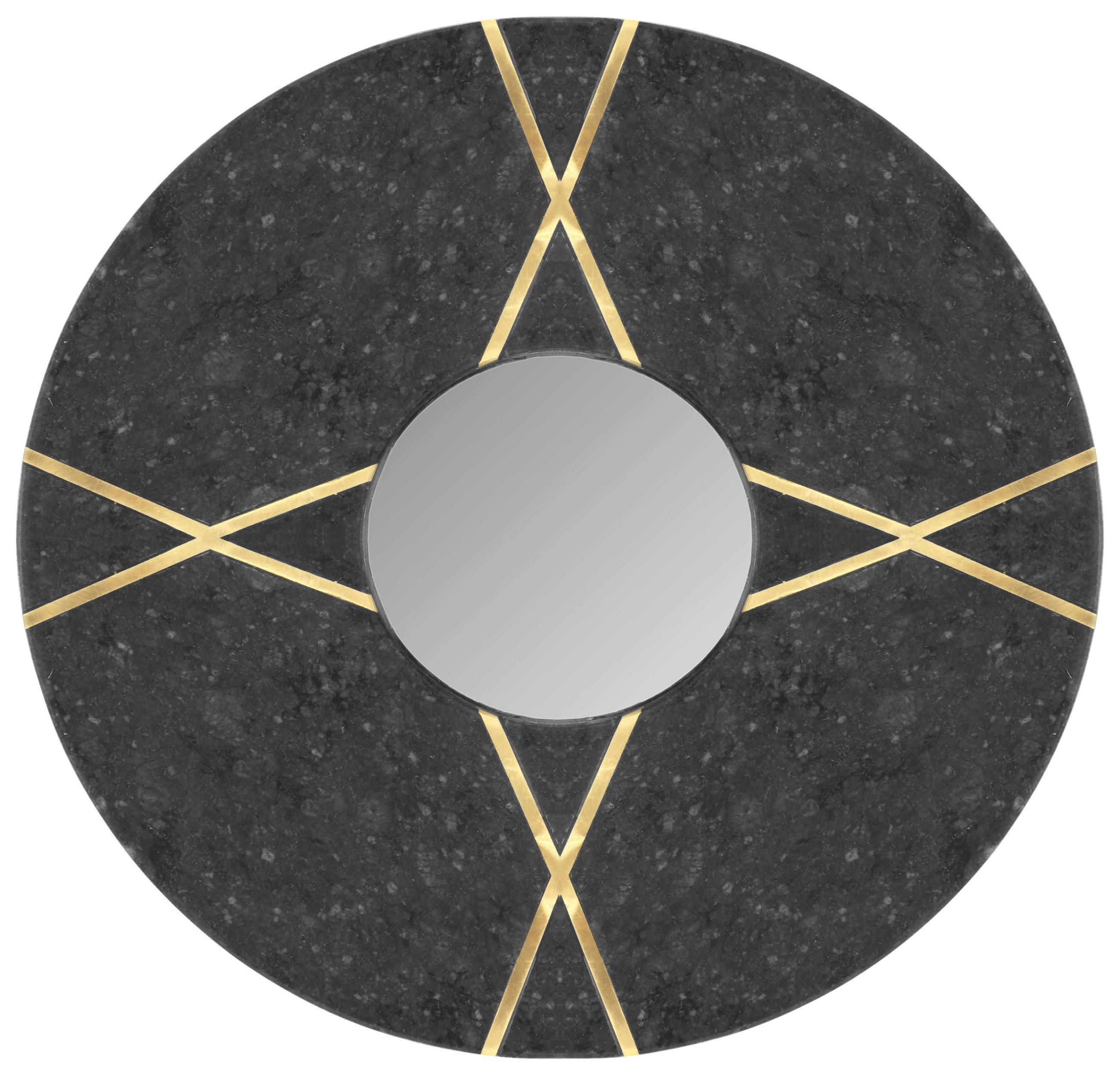 NÁSTĚNNÉ ZRCADLO 30/30/2 cm  - černá, Design, kompozitní dřevo/kámen (30/30/2cm) - MID.YOU