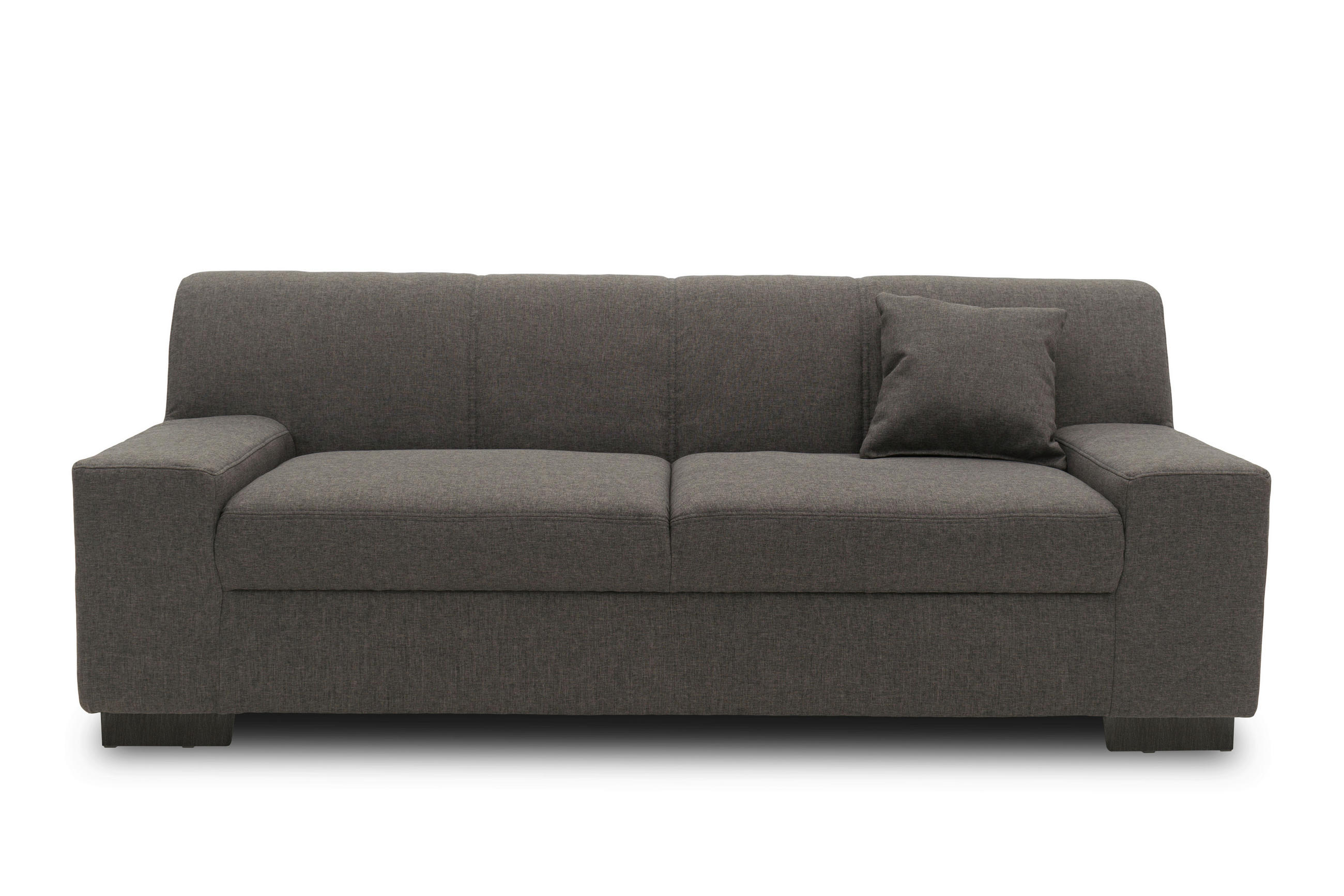 3-SITZER-SOFA in Webstoff Braun, Schwarz  - Wengefarben/Schwarz, Design, Holz/Textil (212/74/85cm) - MID.YOU