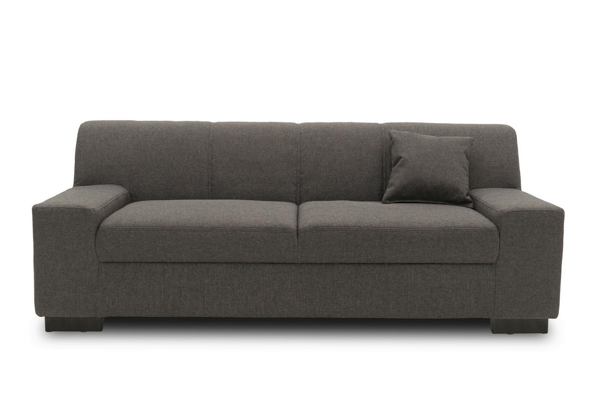 3-SITZER-SOFA in Webstoff Braun, Schwarz  - Wengefarben/Schwarz, Design, Holz/Textil (212/74/85cm) - MID.YOU