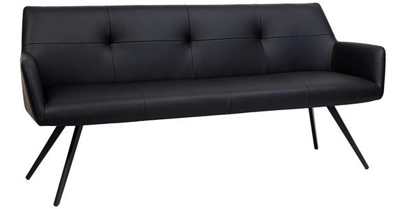 SITZBANK 200/87/65 cm in Schwarz - Schwarz, Design, Leder/Metall (200/87/65cm) - Novel