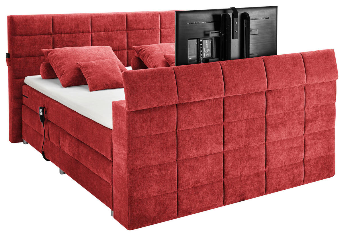 BOXSPRINGBETT 180/200 cm  in Rot  - Rot, KONVENTIONELL, Textil (180/200cm) - Carryhome