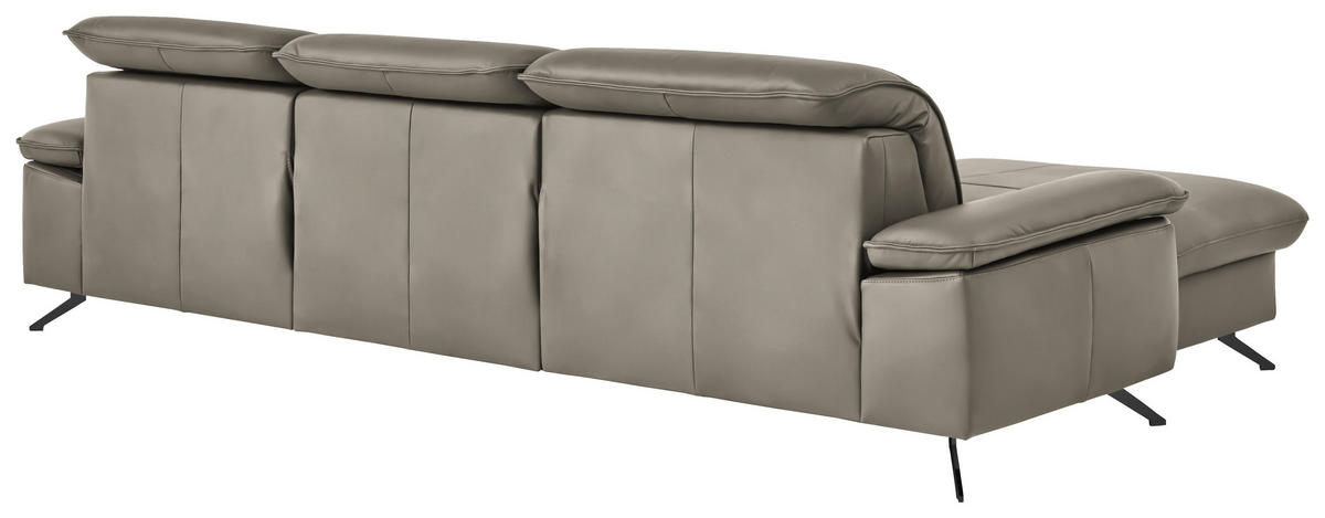 ECKSOFA  Echtleder Cappuccino  - Schwarz/Cappuccino, Design, Leder/Metall (169/307cm) - Beldomo Premium