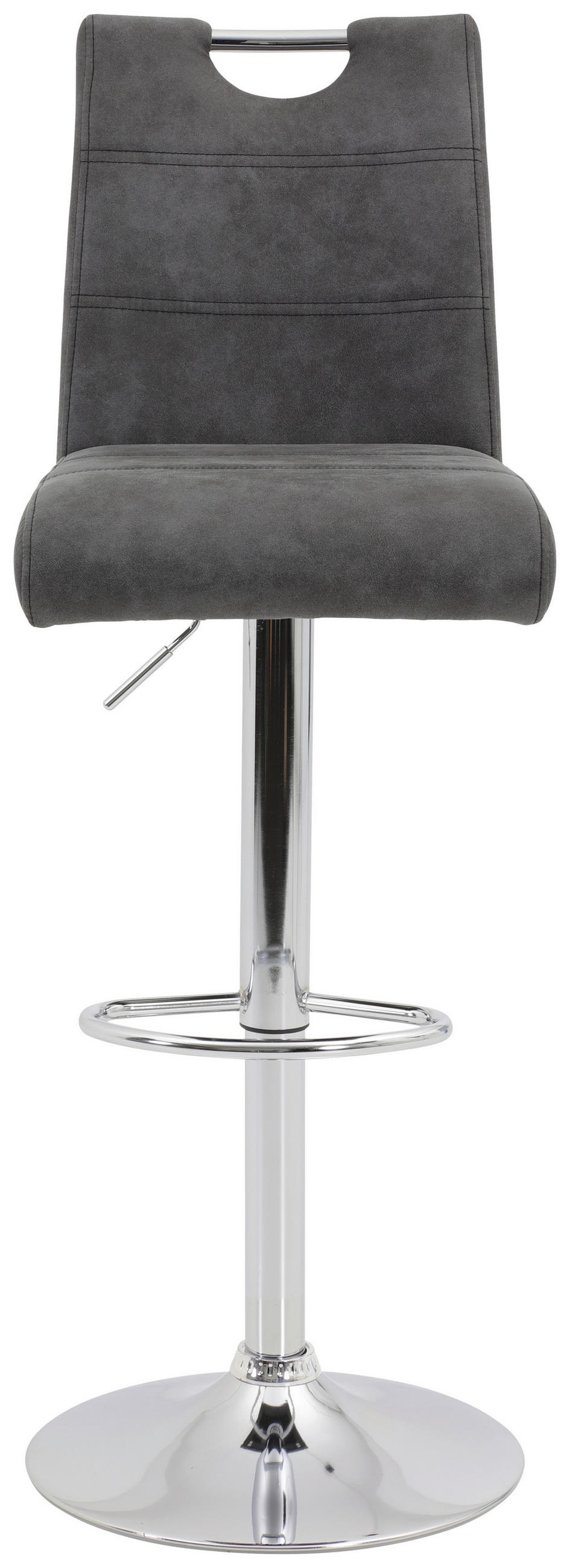BARHOCKER Mikrofaser Anthrazit Sitzfläche 360° drehbar, mit Griff  - Chromfarben/Anthrazit, KONVENTIONELL, Textil/Metall (38/97-119/50cm) - Carryhome