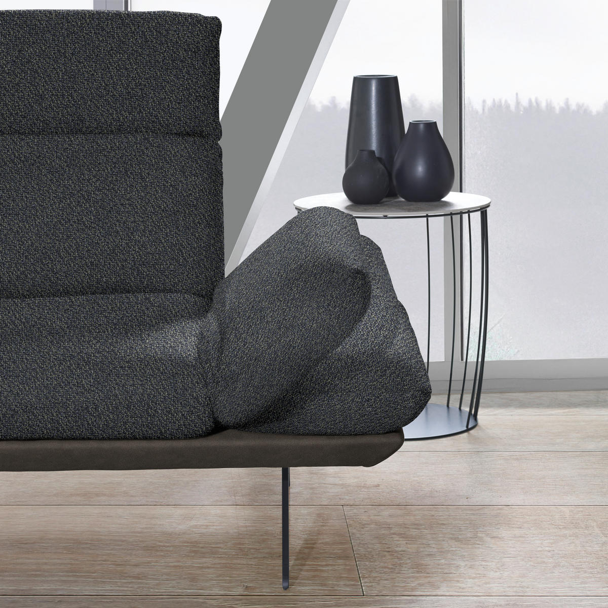 ECKSOFA in Flachgewebe Graublau  270/239 cm  - Graublau/Dunkelgrau, Design, Textil/Metall (270/239cm) - Koinor