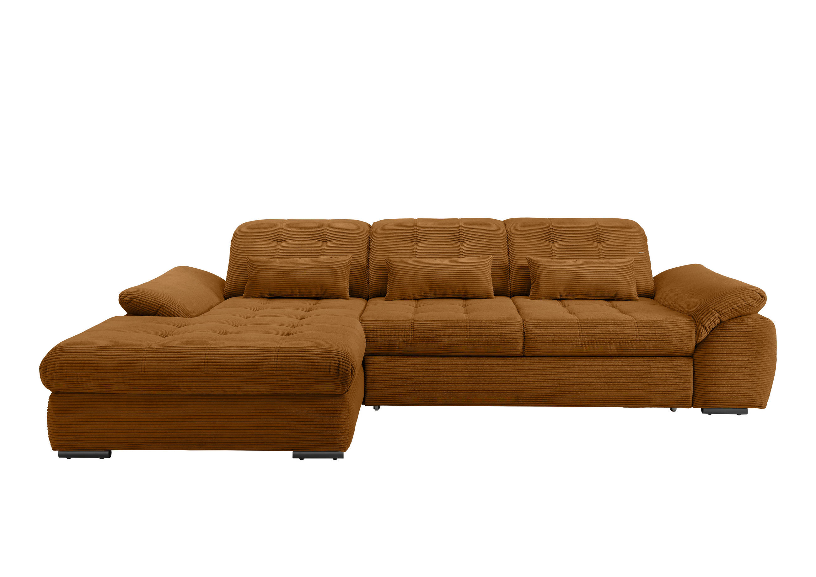 ECKSOFA in Cord Goldfarben - Goldfarben/Schwarz, Modern, Textil/Metall (184/314cm) - Livetastic