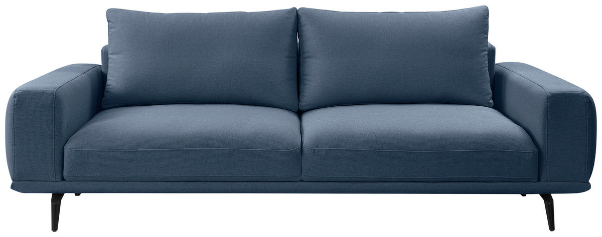 3-SITZER-SOFA in Webstoff Dunkelblau  - Schwarz/Dunkelblau, Modern, Textil/Metall (242/89/115cm) - MID.YOU