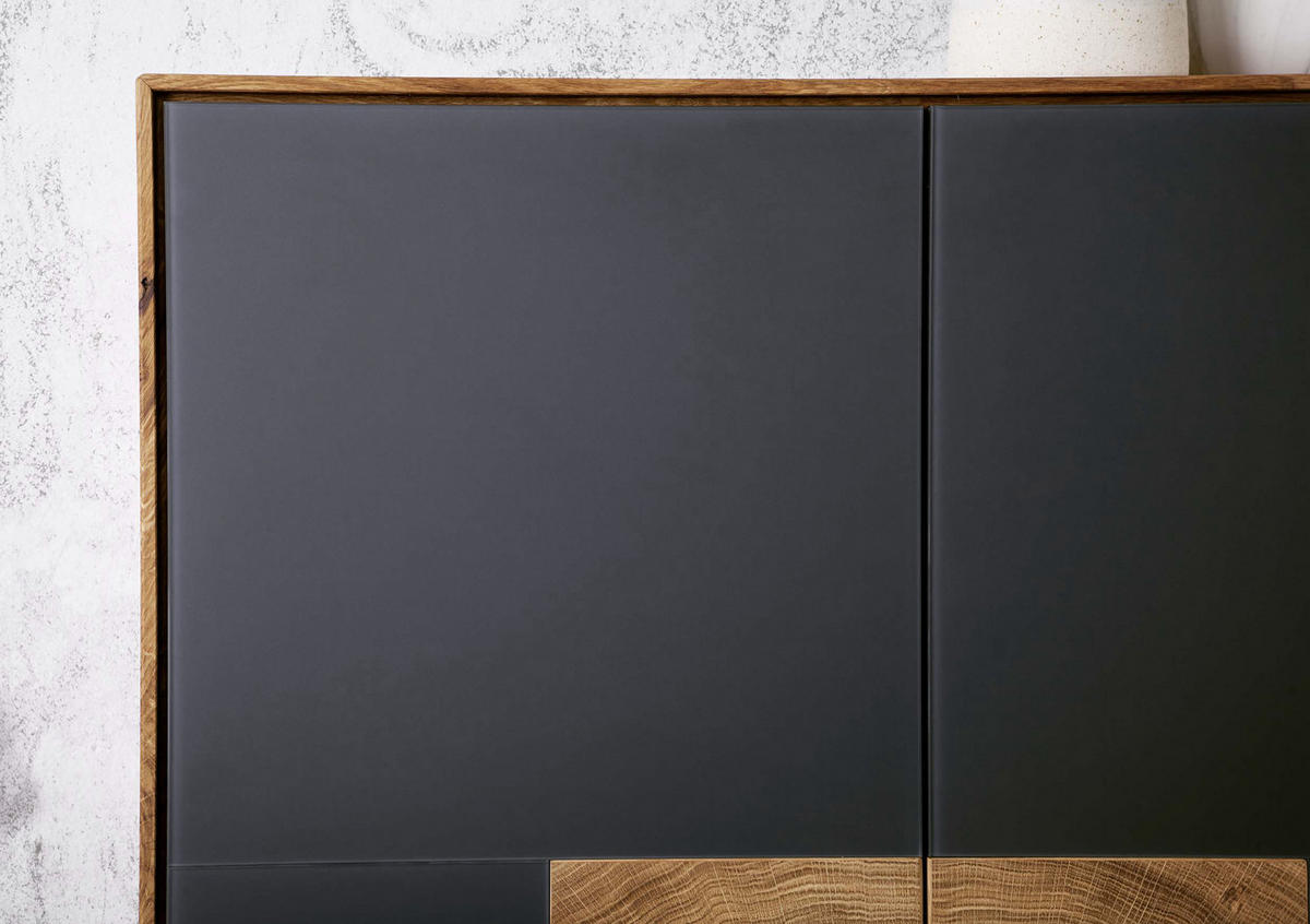 GARDEROBENSCHRANK 72/198/37 cm  - Eichefarben/Anthrazit, MODERN, Glas/Holz (72/198/37cm) - Linea Natura