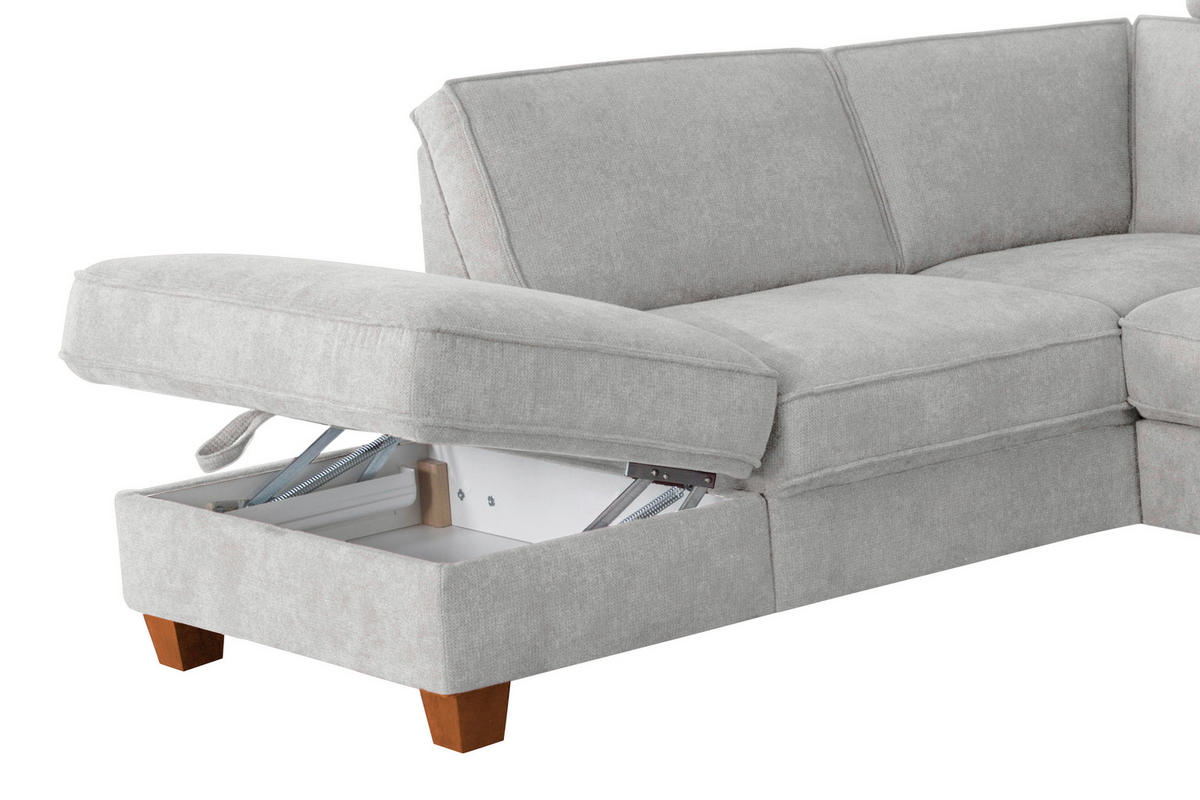 ECKSOFA Silberfarben Flachgewebe  - Eichefarben/Silberfarben, KONVENTIONELL, Holz/Textil (213/236cm) - Sit & More