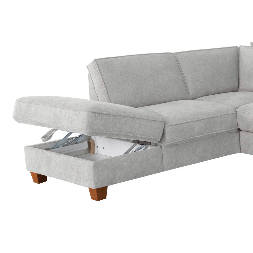 Thumbnail - Sit & More Ecksofa, Silber, Textil, Buche, massiv, 5,5-Sitzer, Ottomane links, L-Form, 236x213 cm, Goldenes M, Oeko-Tex®...