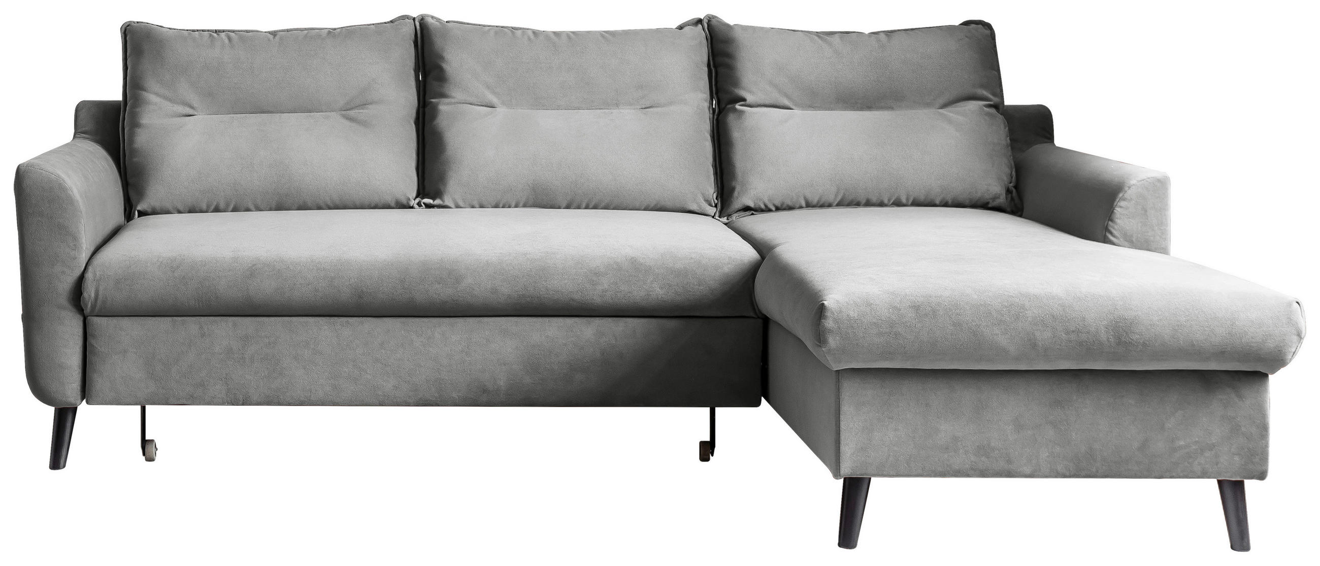HÖRNBÄDDSOFFA i velour ljusgrå - ljusgrå/svart, Basics, trä/textil (224/150cm) - MID.YOU