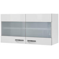 KÜCHENOBERSCHRANK 100/54,8/32 cm  in Weiß, Weiß Hochglanz  - Edelstahlfarben/Weiß Hochglanz, MODERN, Holzwerkstoff/Metall (100/54,8/32cm) - FlexWell