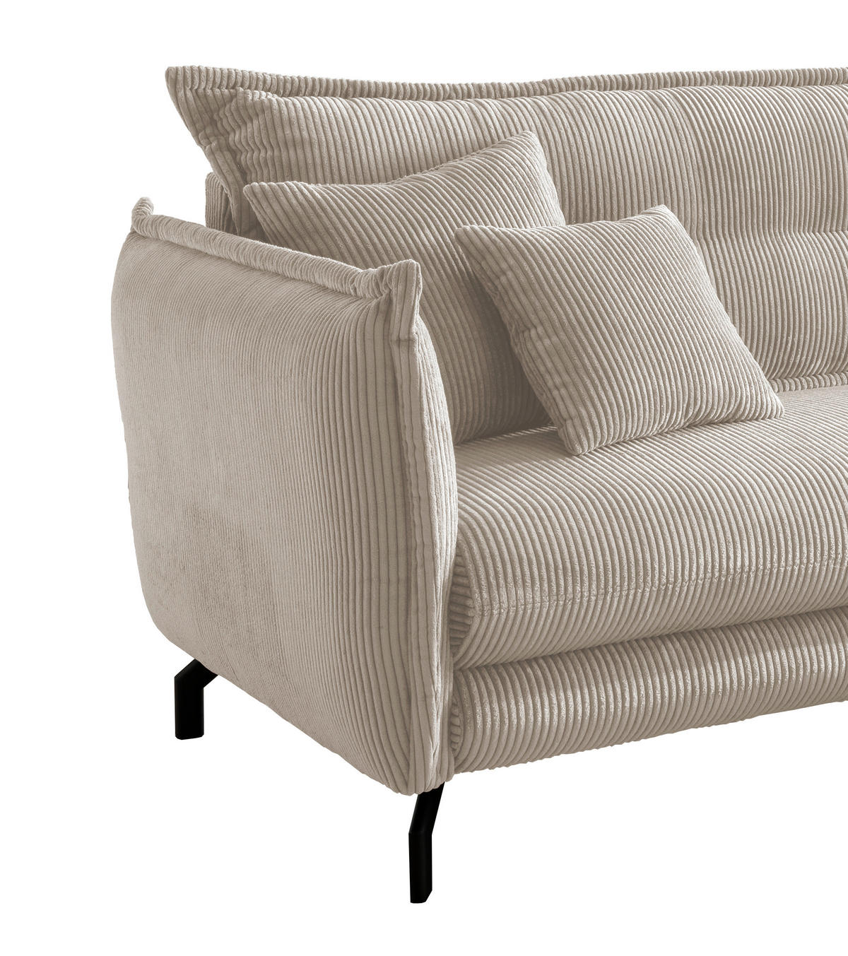 ECKSOFA in Cord Beige  - Beige/Schwarz, Modern, Textil/Metall (255/180cm) - Livetastic