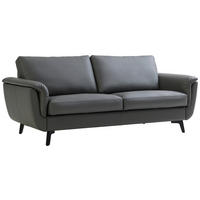 2,5-SITZER Classics Graphitfarben Echtleder  - Schwarz/Graphitfarben, MODERN, Leder/Holz (208/81/95cm) - Erpo