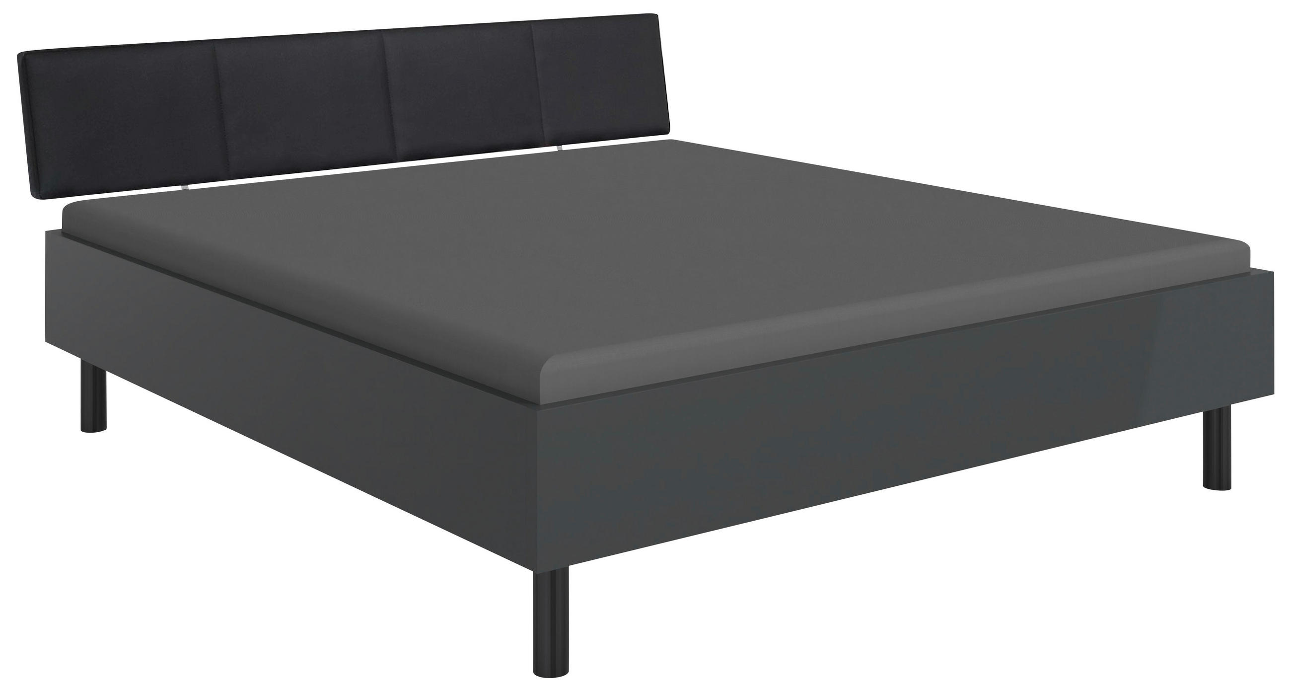 ÁGY 180/200 cm  grafitszürke  - grafitszürke/fekete, Basics, faalapú anyag/textil (180/200cm) - Hom`in