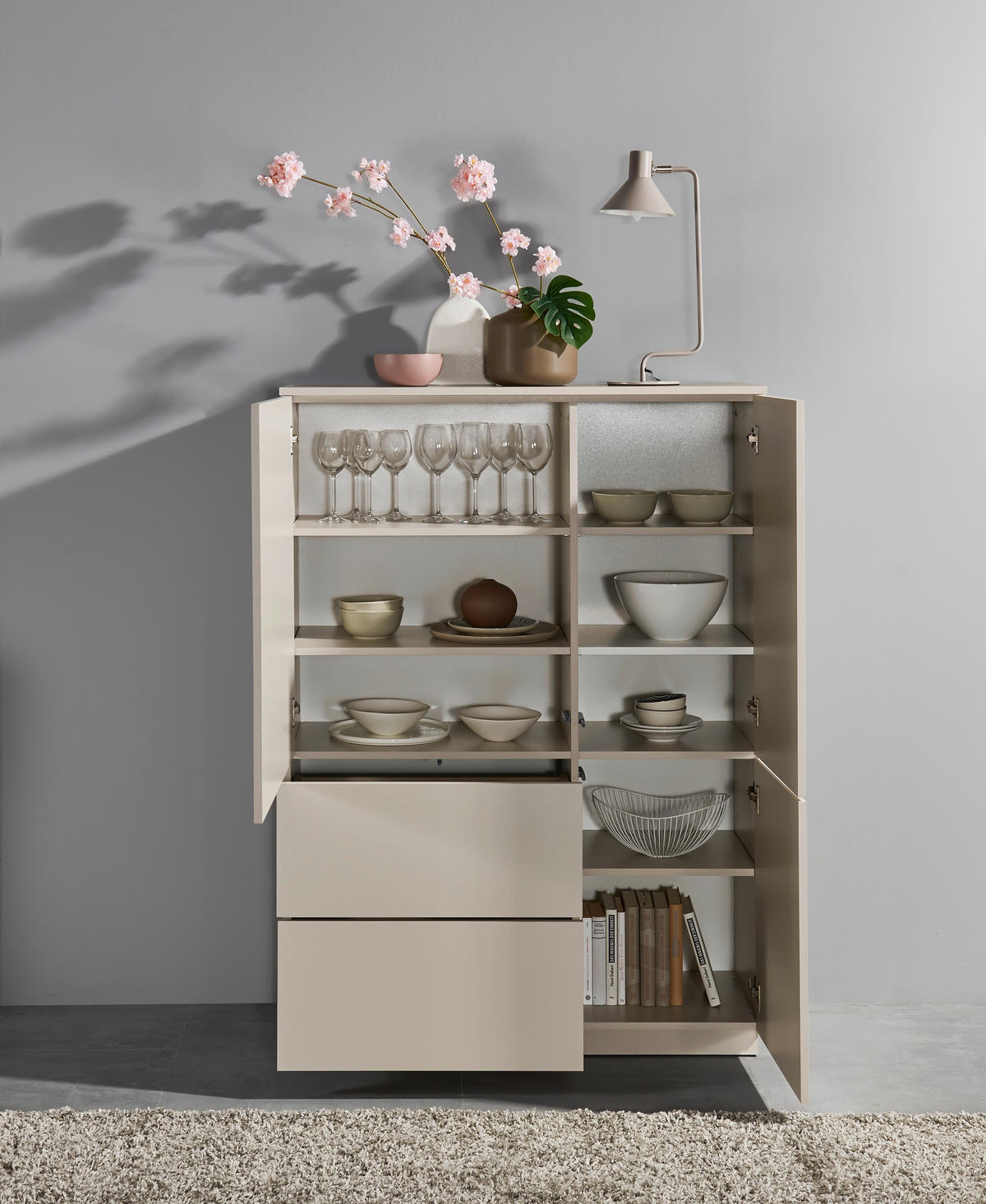 HIGHBOARD  103/142/38 cm 2 Schublade(n)  - Kaschmir, Design, Holzwerkstoff (103/142/38cm) - MID.YOU