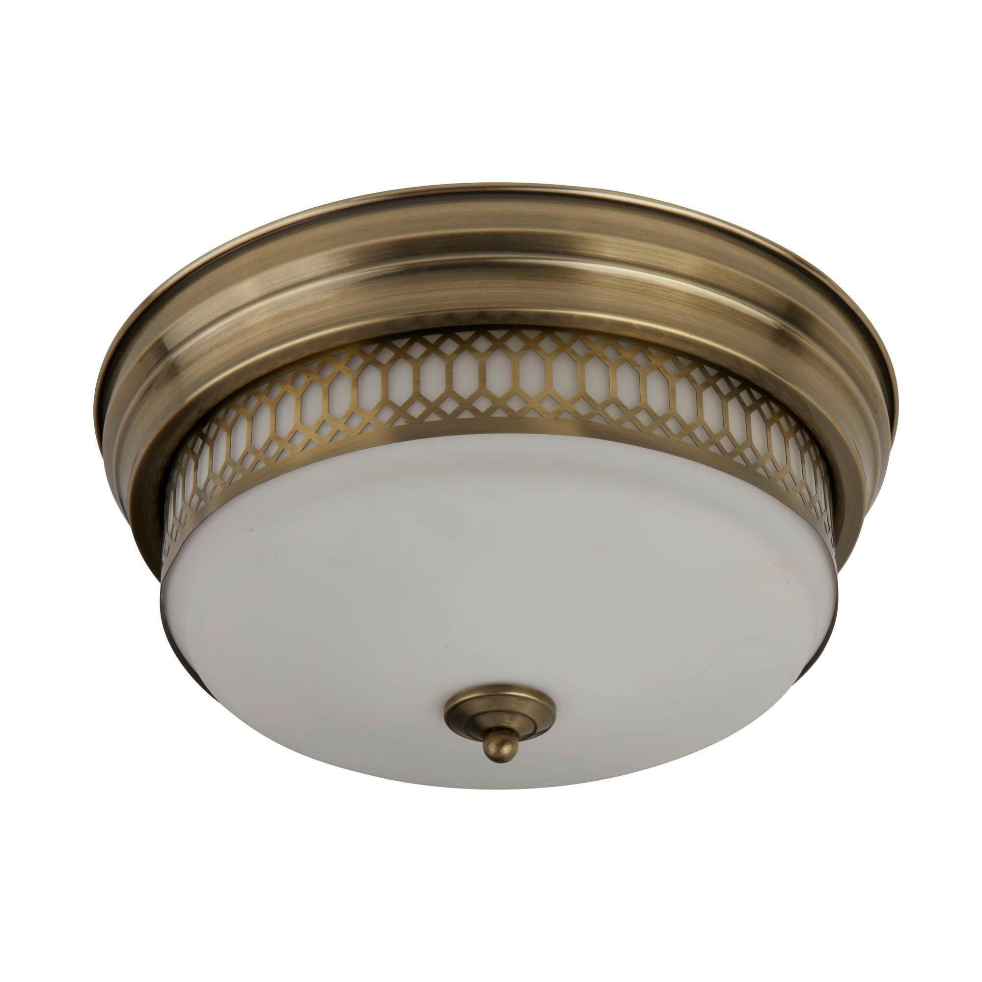 TAKLAMPA Edinburgh 35/16 cm  - vit/mässingsfärgad, Klassisk, metall/glas (35/16cm)