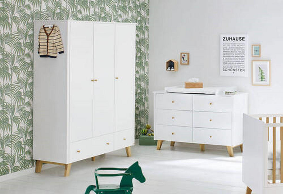 BABYKLEIDERSCHRANK PINOLINO PAN  - Eichefarben/Weiß, Design, Holz/Holzwerkstoff (145/185/56cm) - Pinolino