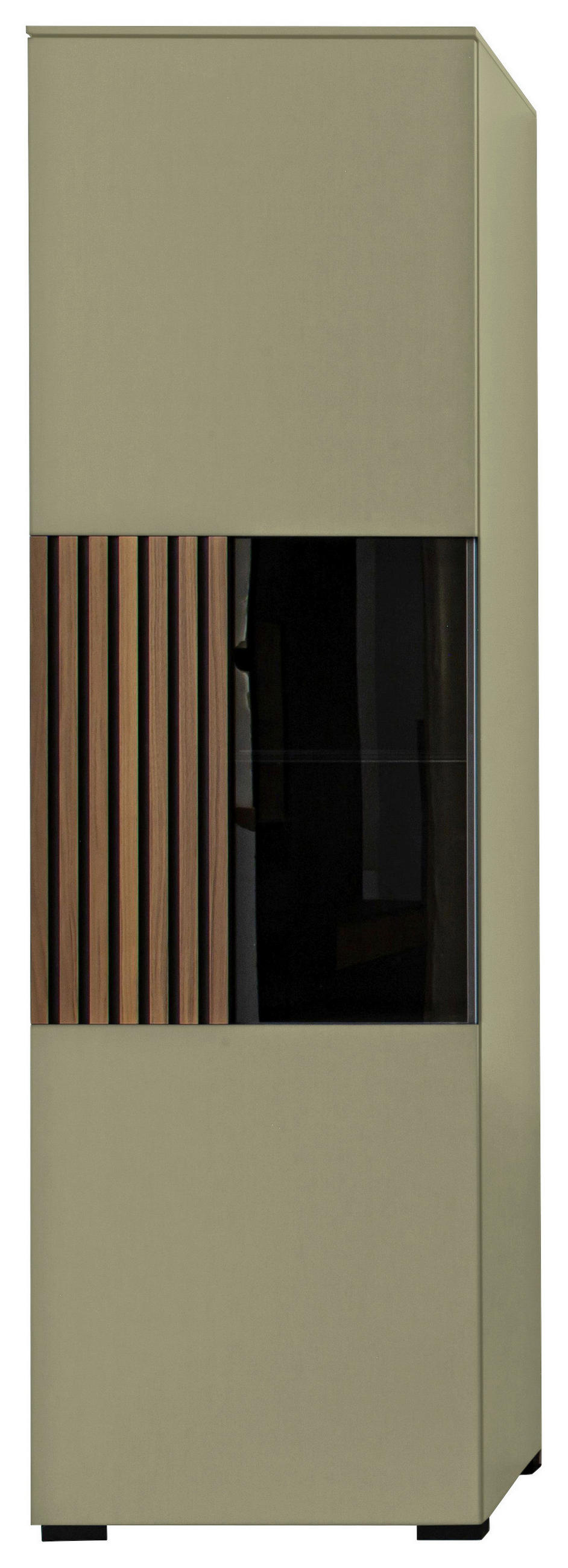 VITRINE Nussbaumfarben, Schilfgrün  60/200/45 cm  - Schilfgrün/Nussbaumfarben, Design, Glas/Holz (60/200/45cm) - Moderano