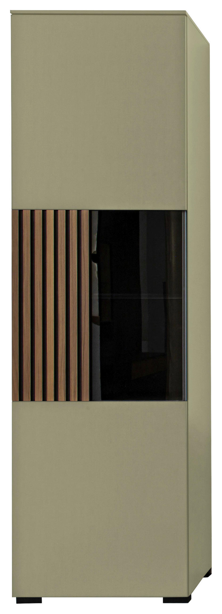 VITRINE Nussbaumfarben, Schilfgrün  60/200/45 cm  - Schilfgrün/Nussbaumfarben, Design, Glas/Holz (60/200/45cm) - Moderano