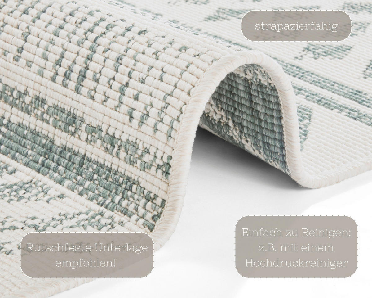 OUTDOORTEPPICH 80/150 cm Twin Supreme Creme, Grün  - Creme/Grün, Design, Kunststoff (80/150cm)