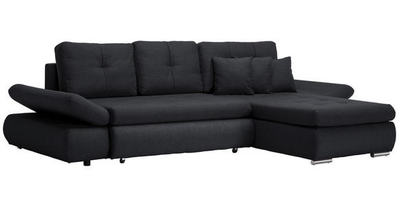 ECKSOFA Anthrazit Webstoff  - Chromfarben/Anthrazit, Design, Kunststoff/Textil (302/187cm) - Carryhome