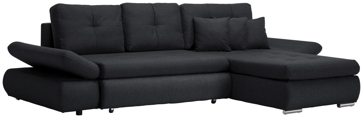 ECKSOFA in Webstoff Anthrazit  - Chromfarben/Anthrazit, Design, Kunststoff/Textil (302/187cm) - Carryhome