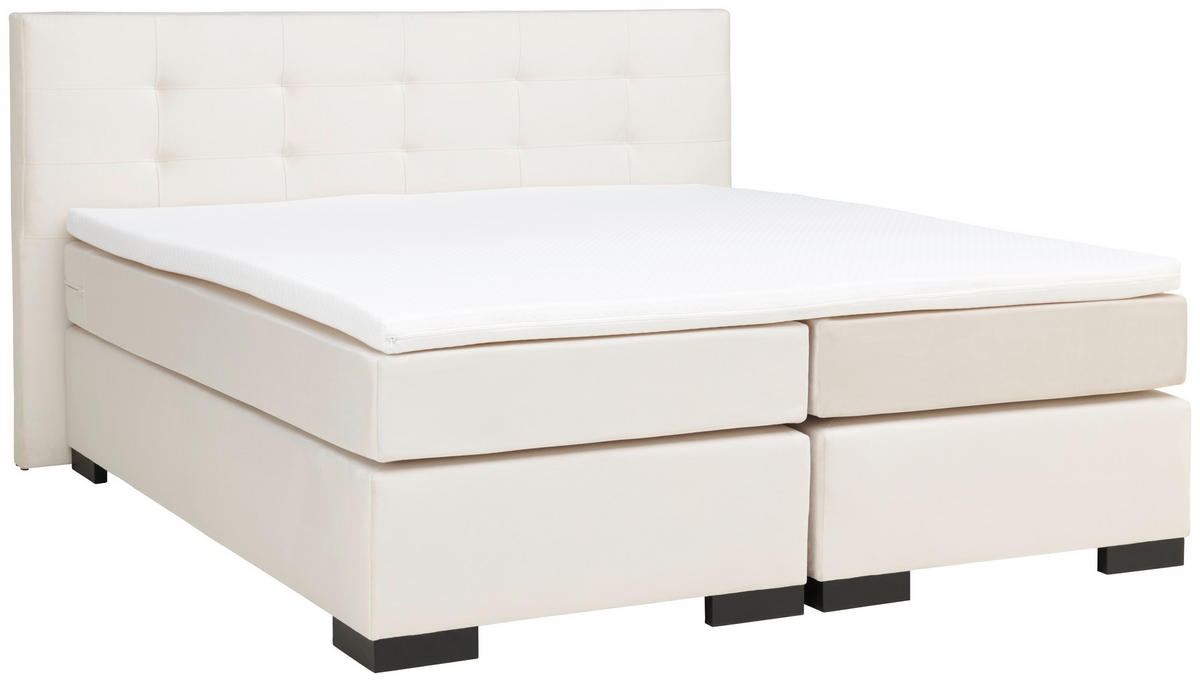 BOXSPRING-ÁGY 180/200 cm  krémszínű  - krémszínű/fekete, Modern, faalapú anyag/karton (180/200cm) - MID.YOU