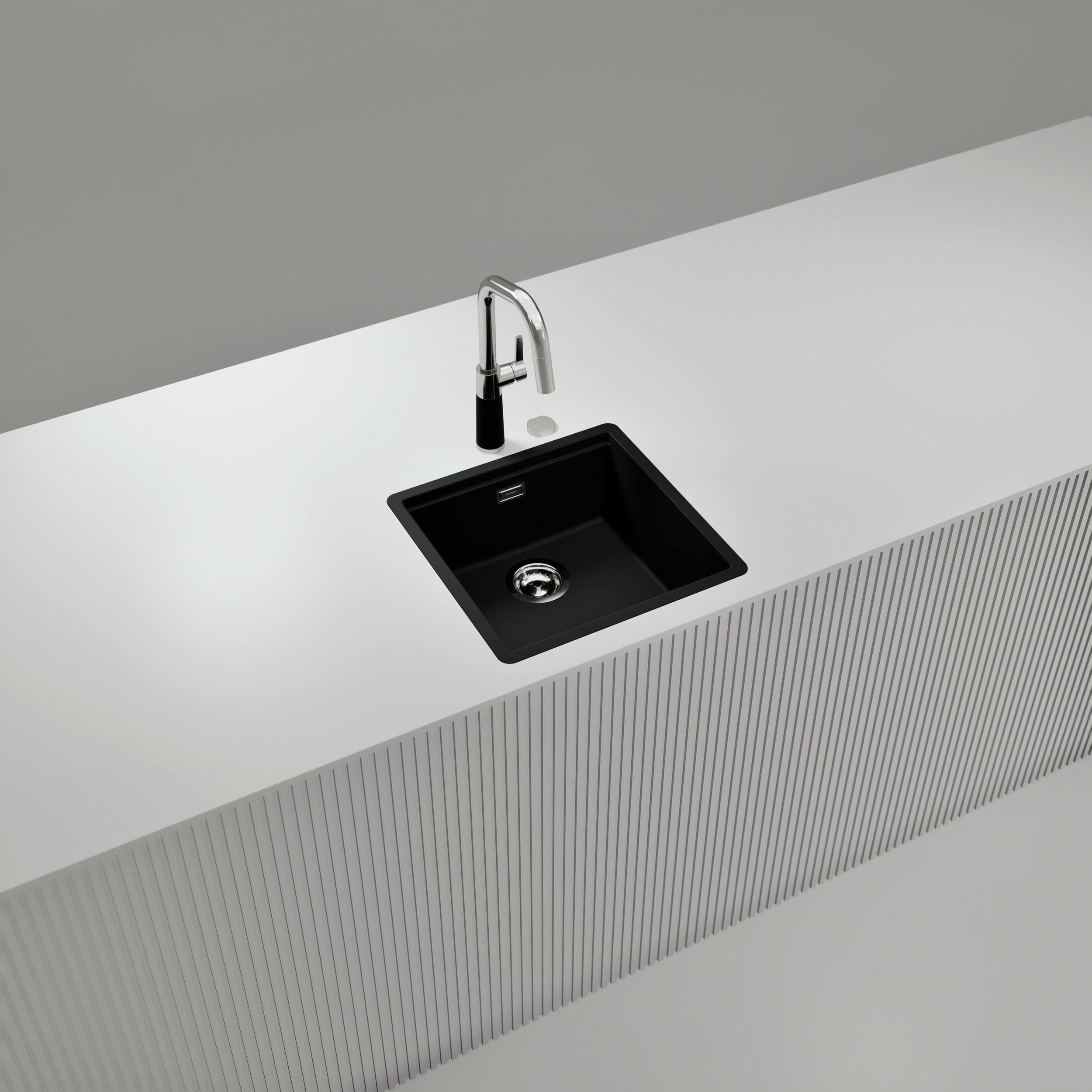 SPÜLE KIRN100FBNGT  - Schwarz, Basics, Stein (45,6/28,9/45,6cm) - Schock
