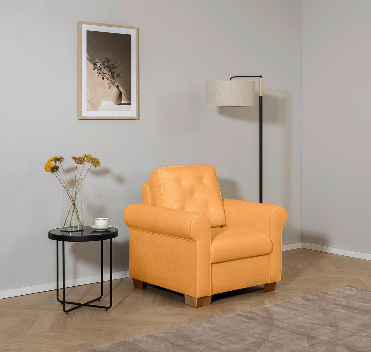 SESSEL in Gelb  - Gelb/Buchefarben, Design, Holz/Textil (93/89/82cm) - MID.YOU
