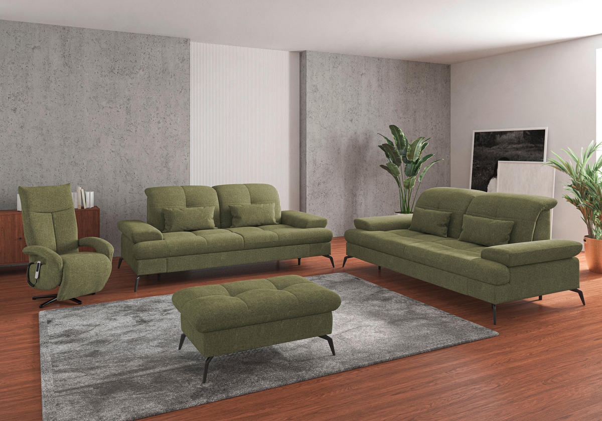 3-SITZER-SOFA in Flachgewebe Hellgrün  - Schwarz/Hellgrün, Konventionell, Textil/Metall (212/90/122cm) - Sit & More