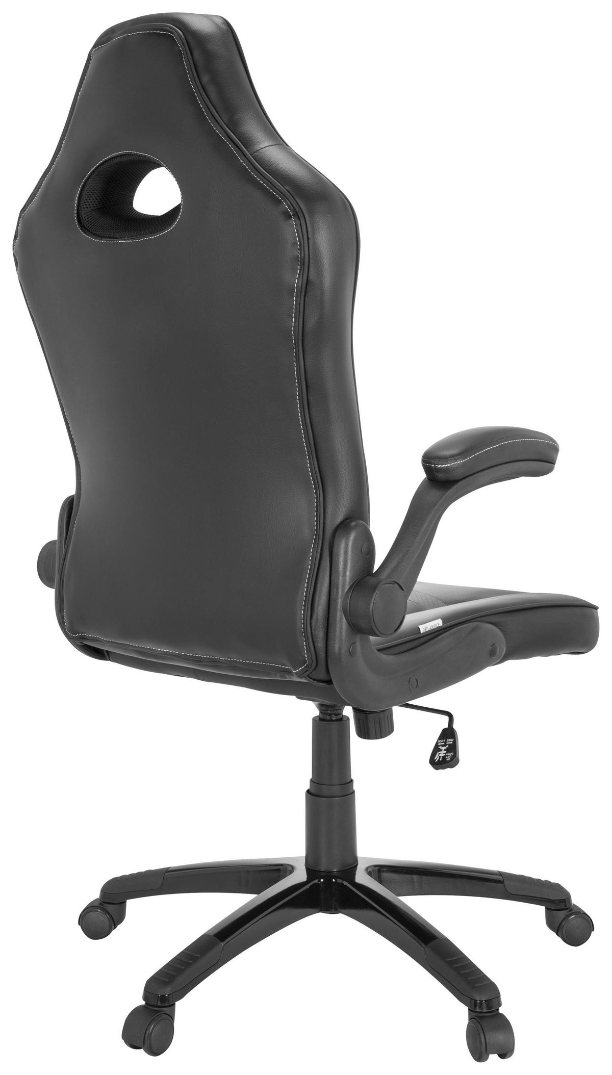 HERNÍ ŽIDLE, vzhled kůže, šedá, černá - šedá/bílá, Moderní, textil/plast (65/121/66cm) - MID.YOU