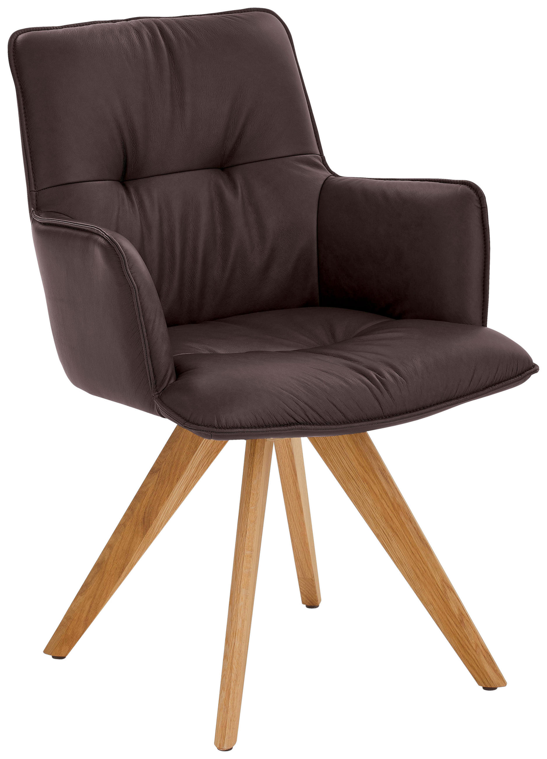 ARMLEHNSTUHL  inklusive Armlehnen, Gestellauswahl  Echtleder  Eichefarben, Dunkelbraun  - Eichefarben/Dunkelbraun, Design, Leder/Holz (59/89/63cm) - Dieter Knoll