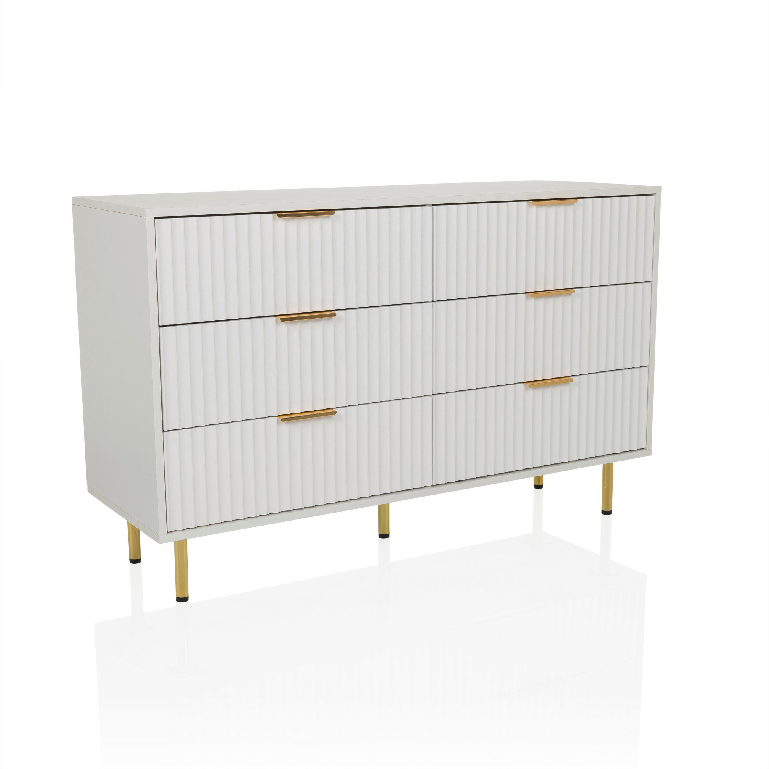 SIDEBOARD  120/75/40 cm 6 Schublade(n)  - Goldfarben/Weiß, MODERN, Holzwerkstoff/Metall (120/75/40cm) - MID.YOU