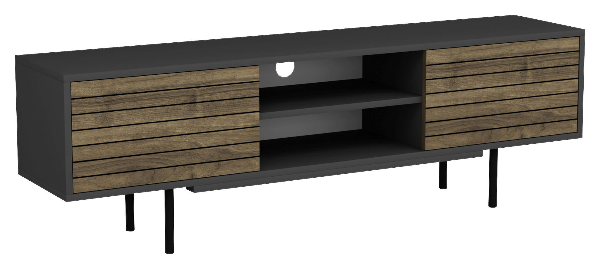 LOWBOARD 160/50,5/35 cm  - Anthrazit/Walnussfarben, Design, Holzwerkstoff (160/50,5/35cm) - Livetastic