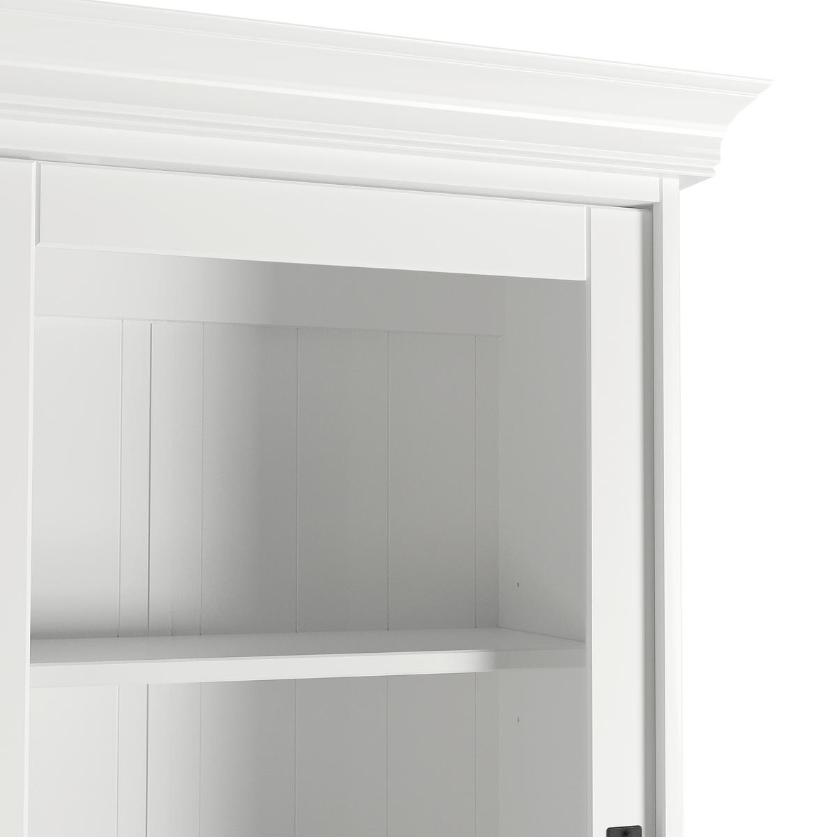 VITRINE  in massiv, teilmassiv Kiefer Weiß  - Klar/Schwarz, ROMANTIK / LANDHAUS, Glas/Holz (162,5/191/40cm) - Livetastic