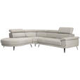 ECKSOFA in Velours Beige  - Beige/Schwarz, Design, Textil/Metall (264/299cm) - Novel