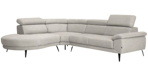 ECKSOFA in Velours Beige  - Beige/Schwarz, Design, Textil/Metall (264/299cm) - Novel