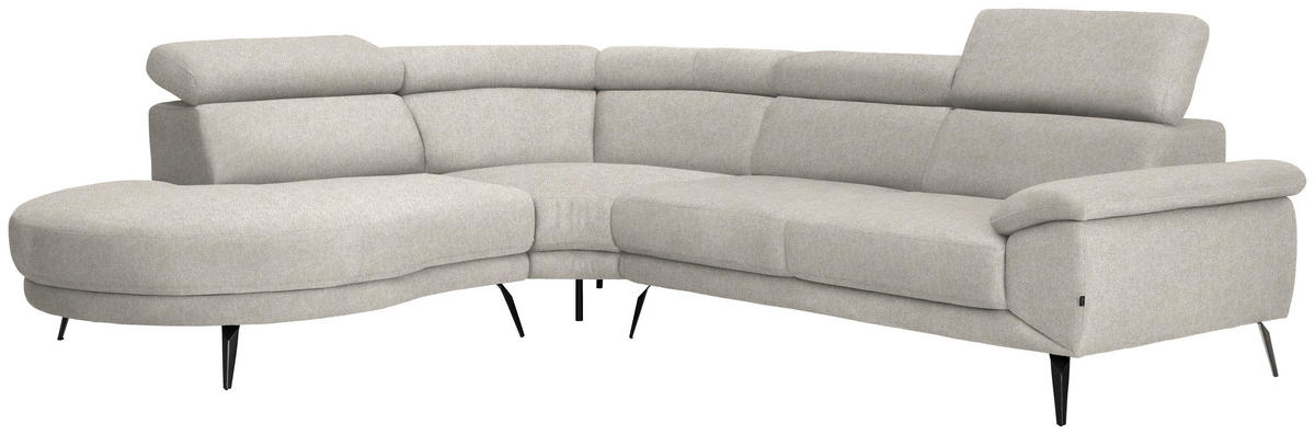 ECKSOFA Beige Velours  - Beige/Schwarz, Design, Textil/Metall (264/299cm) - Novel