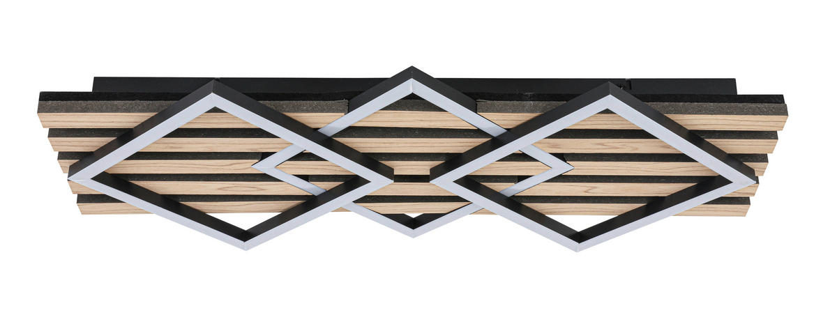LED-DECKENLEUCHTE 63/29/7,5 cm   - Eichefarben/Schwarz, Basics, Holzwerkstoff/Kunststoff (63/29/7,5cm) - Novel