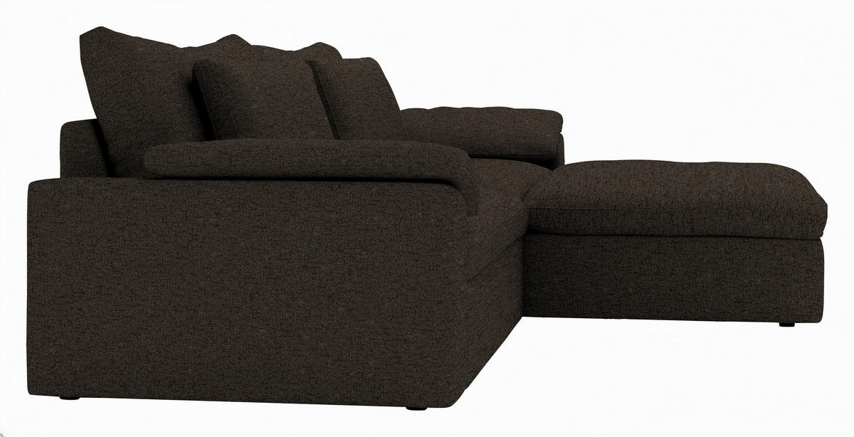 ECKSOFA Flachgewebe Schwarzbraun  - Schwarzbraun/Schwarz, Modern, Kunststoff/Textil (306/198cm) - Carryhome