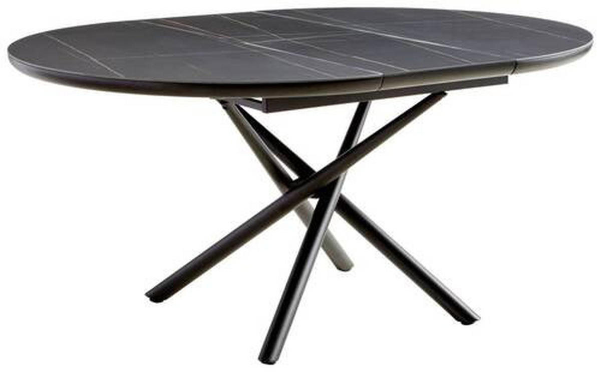 ESSTISCH 120-160/120/76 cm Nachbildung  Metall, Keramik, Holzwerkstoff ausziehbar rund Schwarz  - Schwarz, MODERN, Keramik/Holzwerkstoff (120-160/120/76cm) - MID.YOU