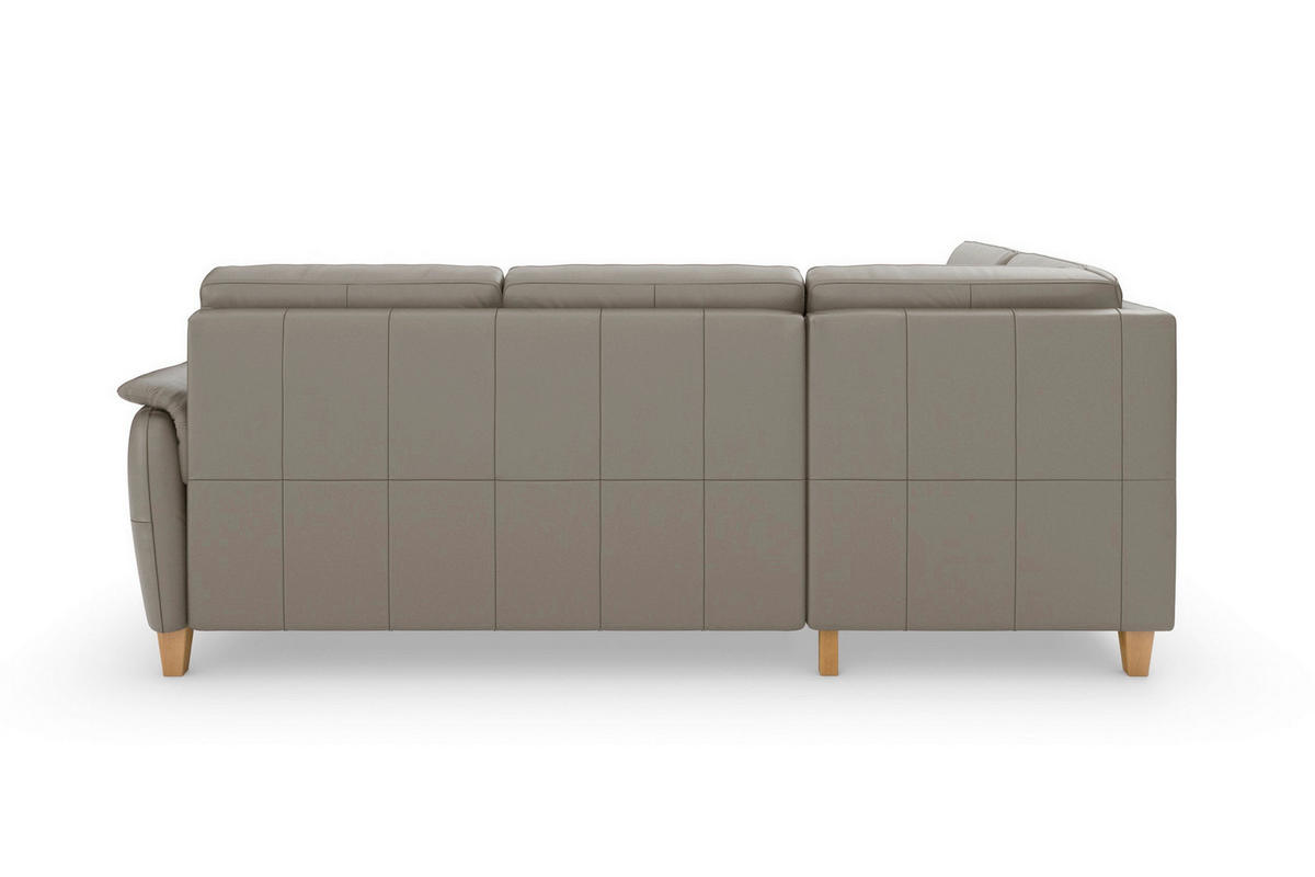 ROHOVÁ SEDAČKA, koža, sivá - sivá/farba duba, Basics, koža/drevo (212/236cm) - Sit & More