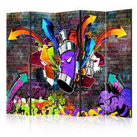PARAVENT mit 5  Flügel - Rotbraun/Multicolor, Basics, Holz/Textil (225/172/3cm) - artgeist
