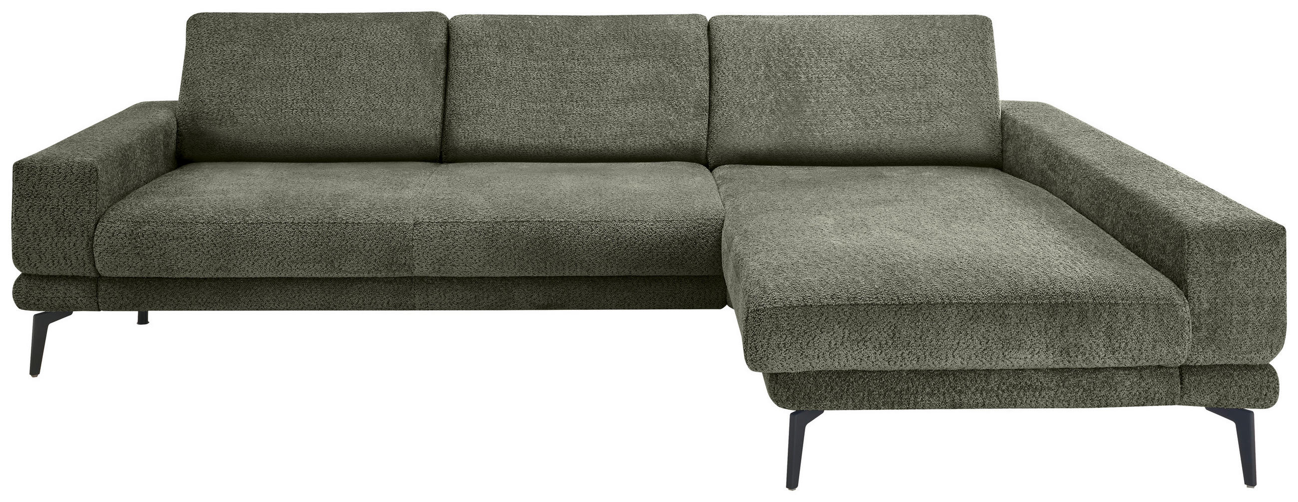 ECKSOFA Olivgrün Chenille  - Schwarz/Olivgrün, KONVENTIONELL, Textil/Metall (294/184cm) - SetOne by Musterring