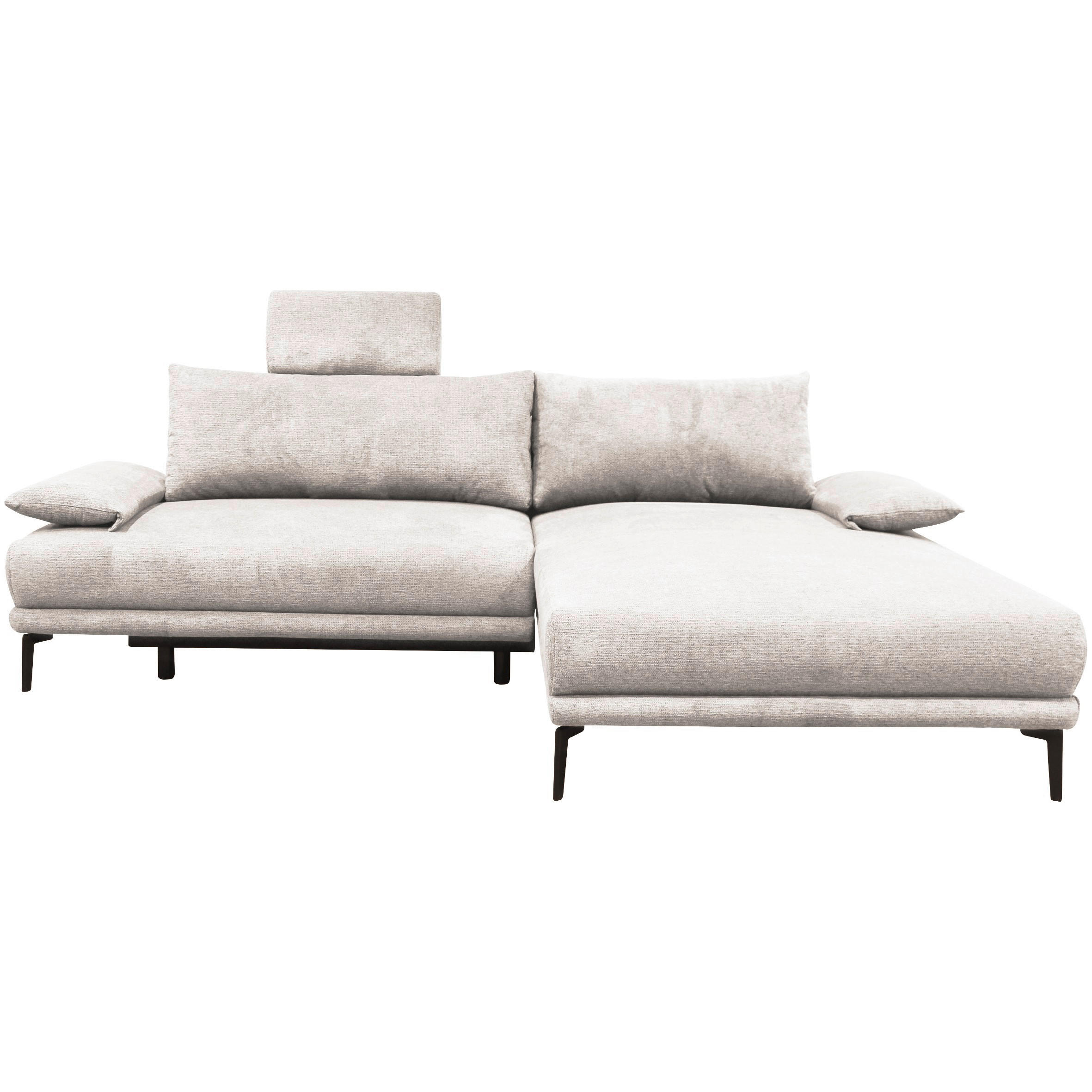 ECKSOFA Weiß Webstoff  - Schwarz/Weiß, Design, Textil/Metall (260/192cm) - MID.YOU