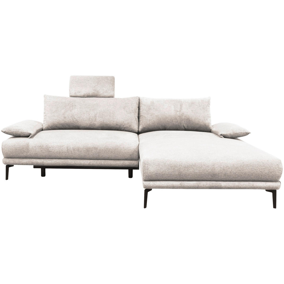ECKSOFA in Webstoff Weiß  260/192 cm  - Schwarz/Weiß, Design, Textil/Metall (260/192cm) - MID.YOU