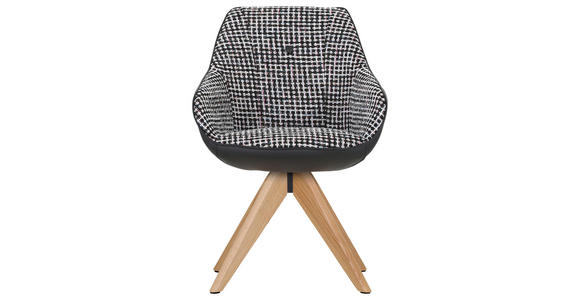 ARMLEHNSTUHL in Chenille, Lederlook - Eichefarben/Schwarz, KONVENTIONELL, Holz/Textil (60/83/65cm) - Novel